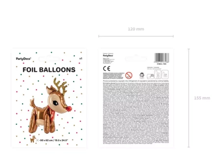 Balon foliowy Renifer - 50x62 cm - 1 szt.