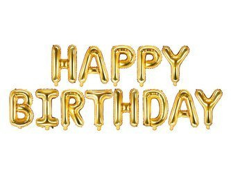 Balon foliowy - Happy Birthday - Złoty - 340 x 35 cm