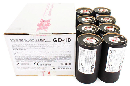 ZESTAW - 8 x GRANAT DYMNY - Biały - Zawleczka - GD-10 - B&G