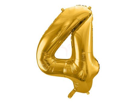 Balon foliowy - Cyfra "4" - Złoty - 86 cm